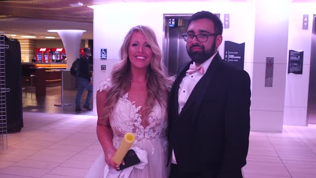 Las Vegas Review Journal Sports | Bridal couple celebrate wedding at Golden Knights game