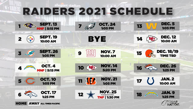 Las Vegas Review Journal Sports | Raiders 2021 schedule released