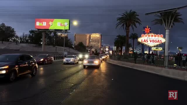 Las Vegas Review Journal | Biden car parade drives down Las Vegas Boulevard