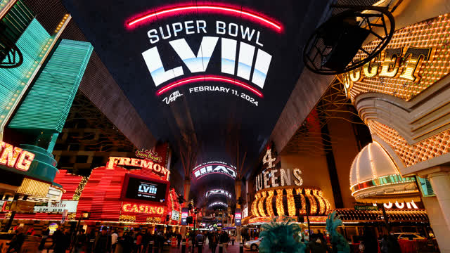 Las Vegas Review Journal News | Las Vegas Super Bowl marquee takeover