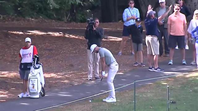 Kevin Tway’s approach from the cart path sets up birdie putt at Safeway Open