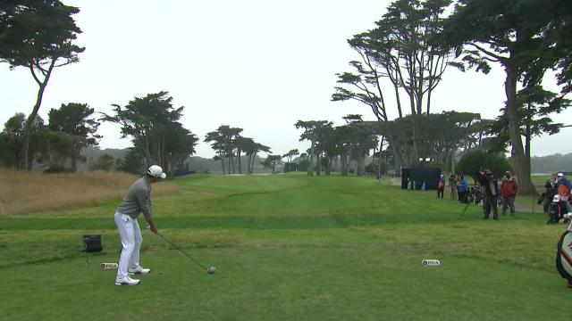 Collin Morikawa’s incredible tee shot yields eagle putt at PGA Championship