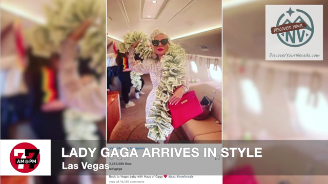 LVRJ Entertainment 7@7 | Lady Gaga sports boa made of $100 bills in Vegas return