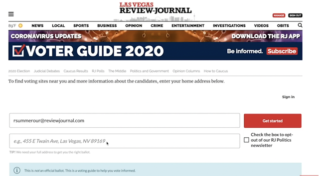 Las Vegas Review Journal | 2020 General Election Voter Guide