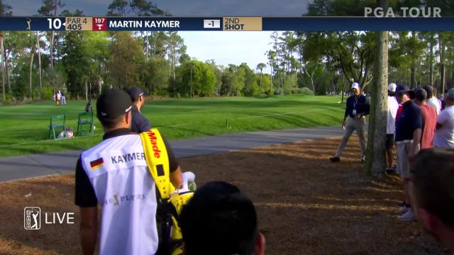 Martin Kaymer’s approach from the pine straw yields birdie putt at THE PLAYERS