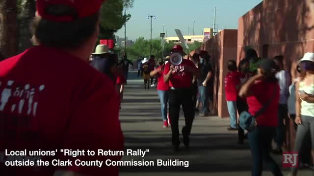 Las Vegas Review Journal | Local unions’ stage Right to Return rally