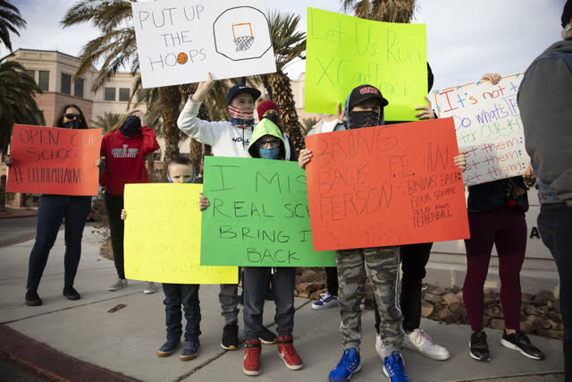 Las Vegas Review Journal News | CCSD Students and Parents Protest the Cancellation of Sports